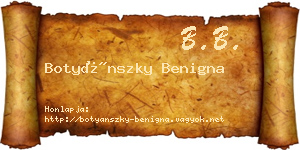 Botyánszky Benigna névjegykártya